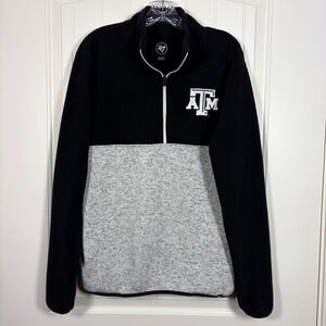 47 Brand Texas A&M Aggies Mens Medium Quarter Zip Fleece Pullover Black Gray